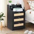 Nell Rattan Nightstand Table With Charging Station Canva Home