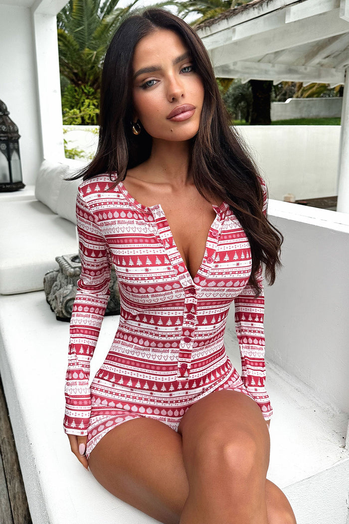 Noelle Romper - Red