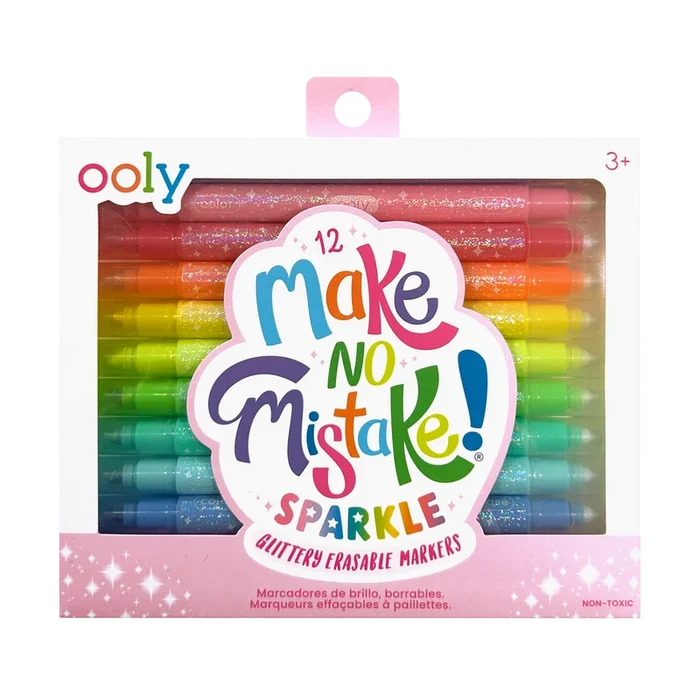 Ooly Make No Mistake Sparkle Glittery Eraseable Markers 12 Pk