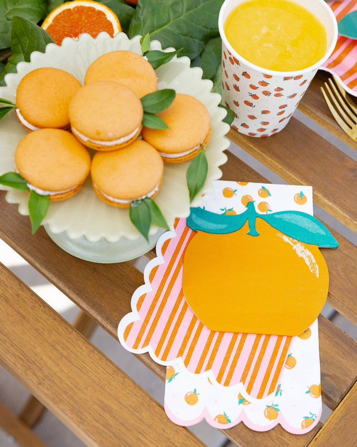 ORA1137 - Orange & Pink Striped Cocktail Napkin