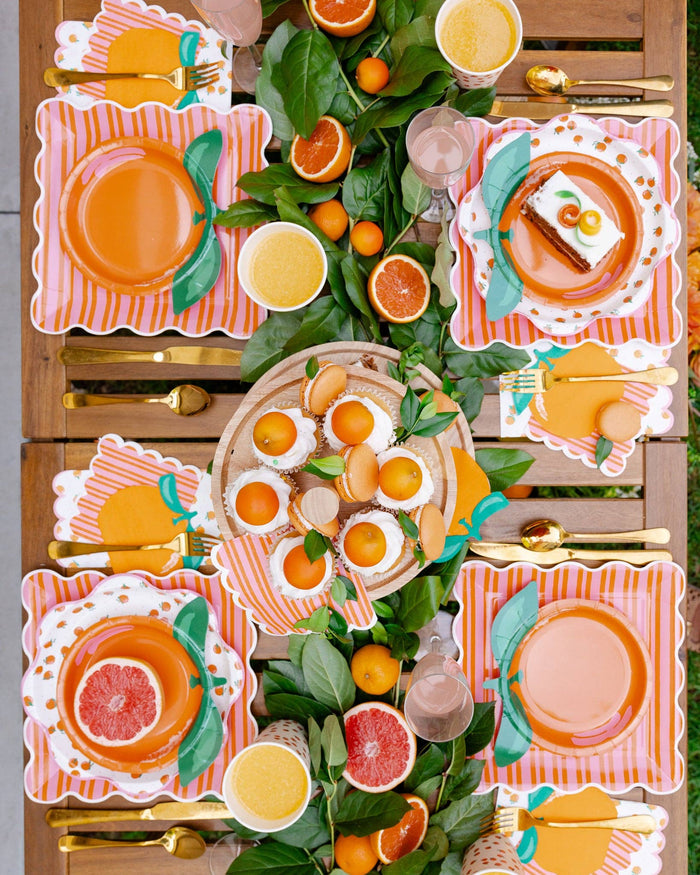 ORA1137 - Orange & Pink Striped Cocktail Napkin