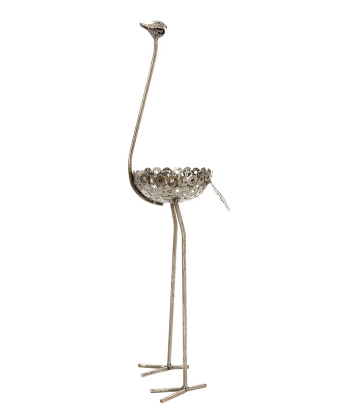 Ostrich garden plant & flower holder (slender)- Recycled metal, Fair Trade from Kenya