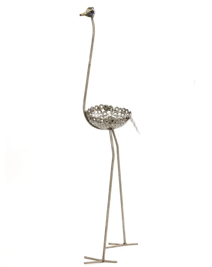 Ostrich garden plant & flower holder (slender)- Recycled metal, Fair Trade from Kenya