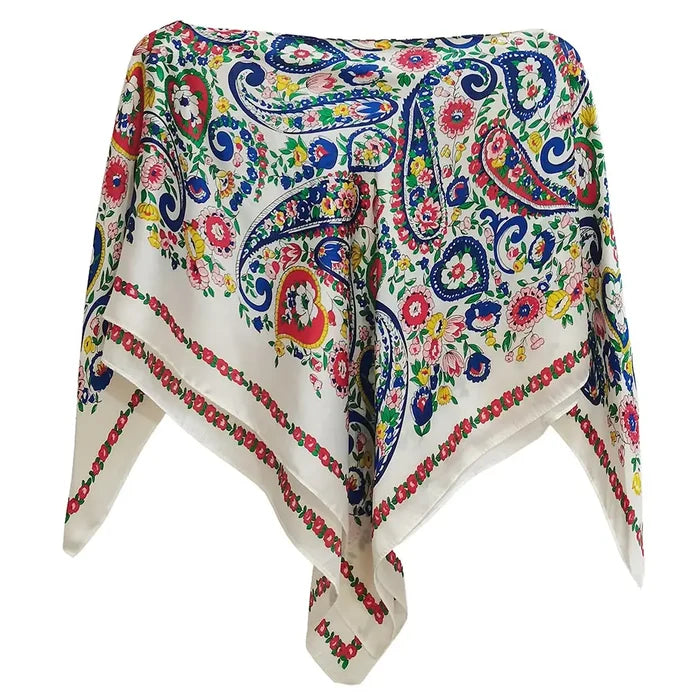 Paisley Floral Print Scarf Poncho