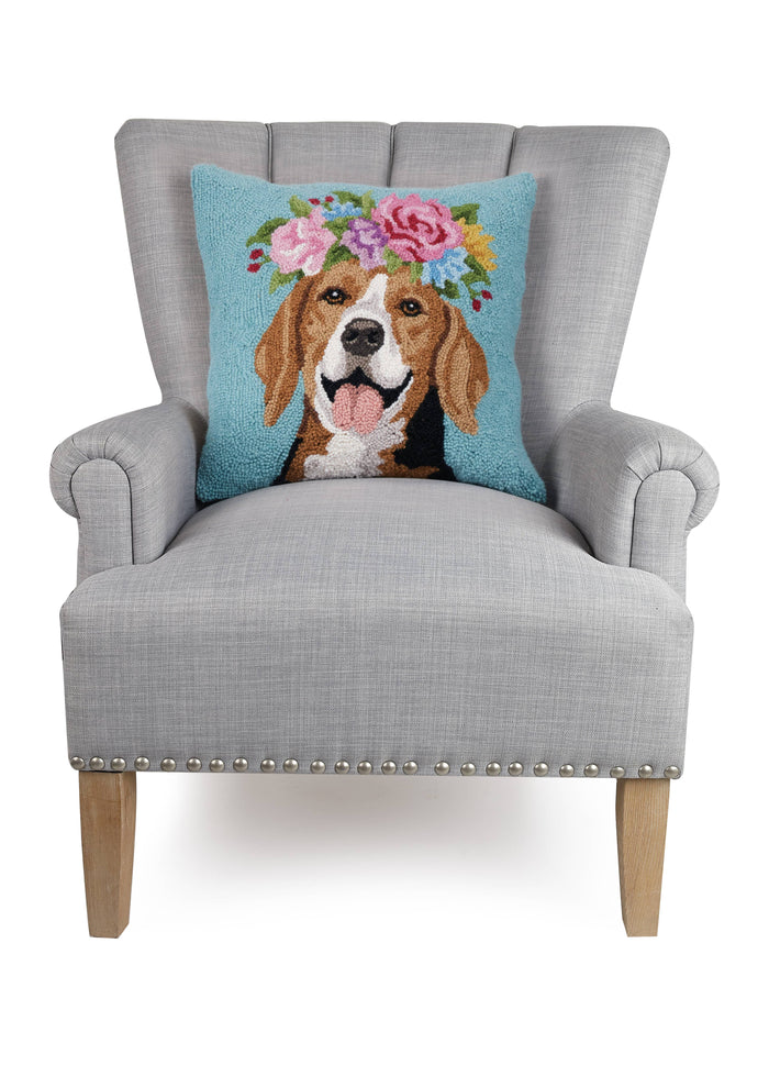 Peking Handicraft - Floral Beagle Hook Pillow