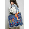Quilted Indigo Bandana Print Love Tote Bag