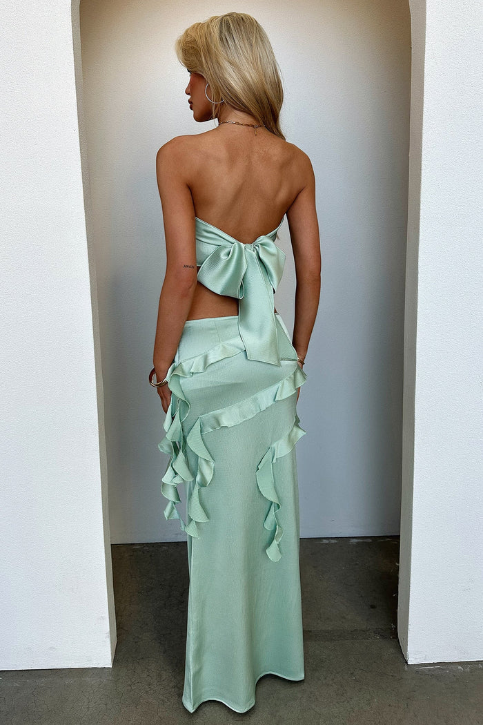 Raima Strapless Satin Top - Green
