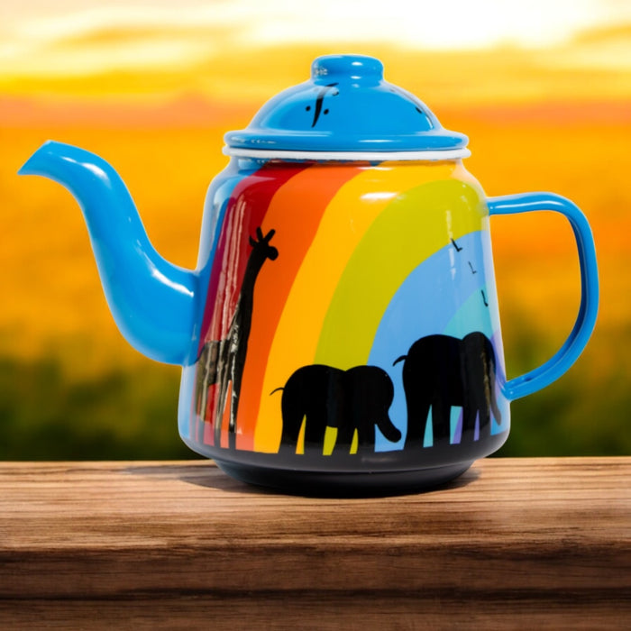 Rainbow Silhouette Enamel Teapot