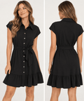 RD Style Cap Sleeve Dress with Ruffle Bottom