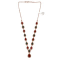 Red Green Quartz Ruby Y Necklace Teardrop 925 Sterling Two Tone Silver Choker Necklace Collar Handcrafted - Kashmir Designs