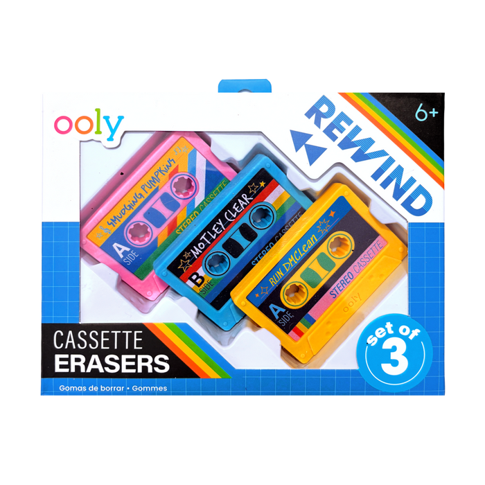 Rewind Cassette Retro Erasers - Set of 3