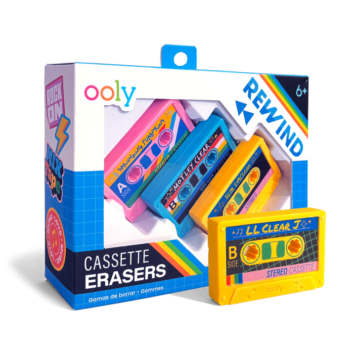 Rewind Cassette Retro Erasers - Set of 3