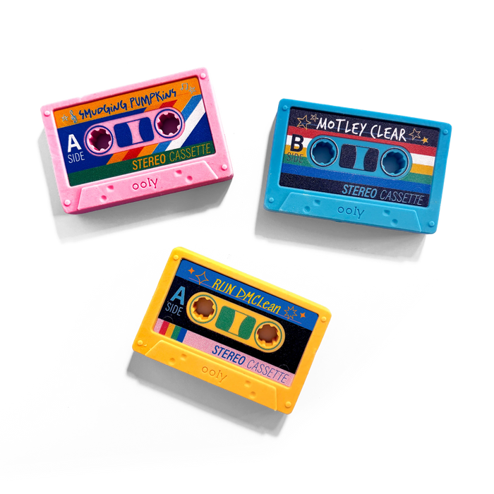 Rewind Cassette Retro Erasers - Set of 3