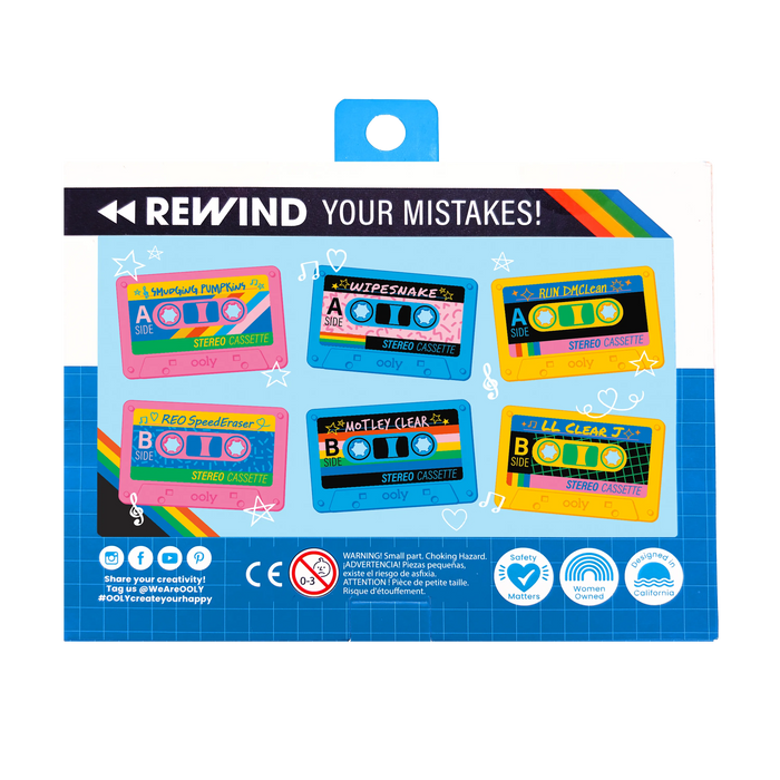 Rewind Cassette Retro Erasers - Set of 3