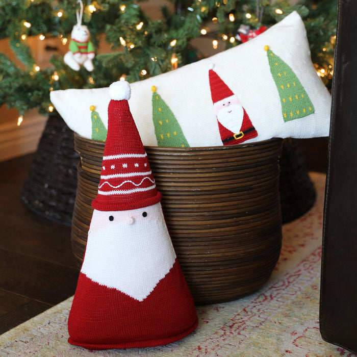 Santa & Christmas Trees Lumbar Pillow, Fair Trade- Armenia