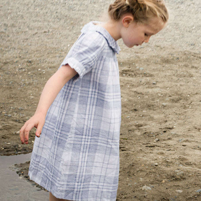 Selah Dress - Blue-slub Check