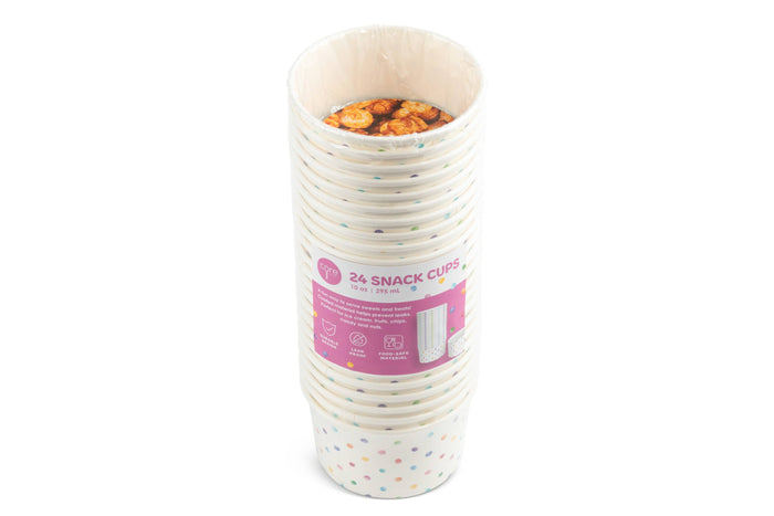Set of 24 10oz Paper Snack Cups - Rainbow Dot