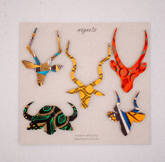 Shweshwe Buck Head Magnet Pack – Set of 5