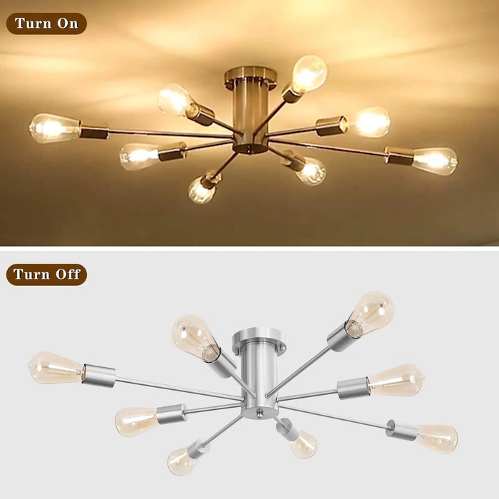 Silver 8 Bulbs Sputnik Dining Room Chandelier Canva Home
