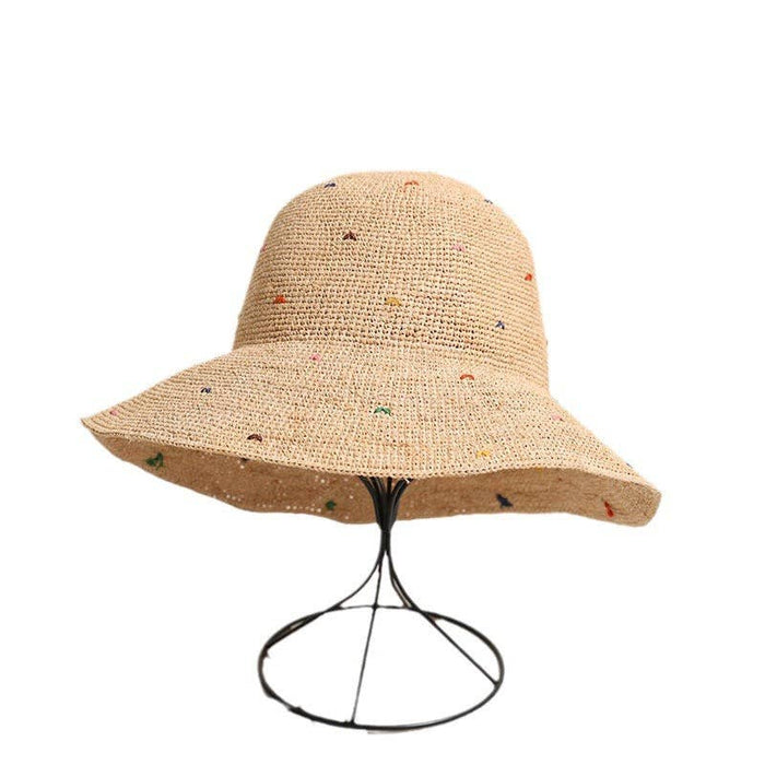 Simple Colorful Dots Raffia Straw Bucket Hat DP25E412