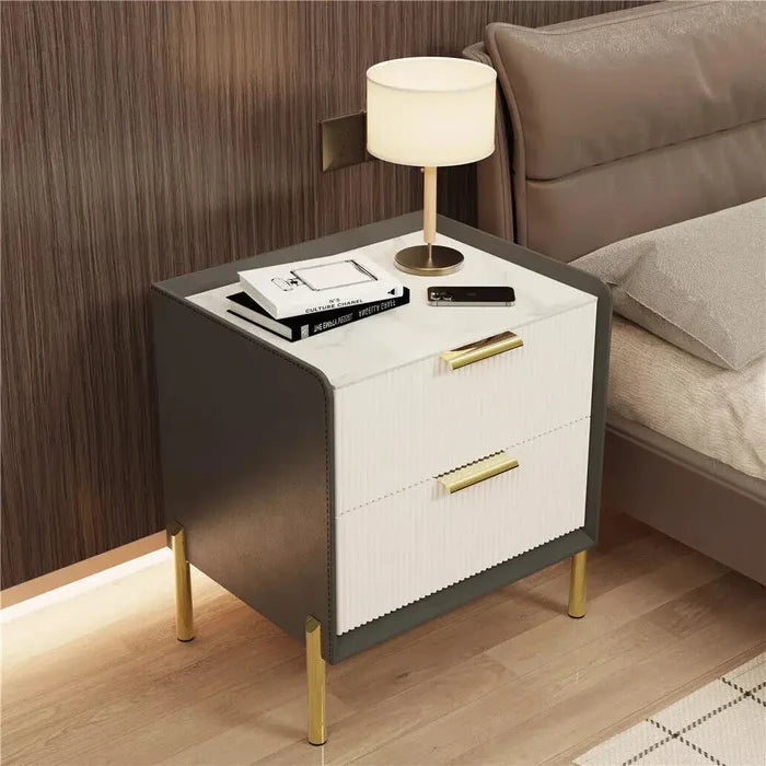 Sion Marble Nightstand Table With Drawers Canva Home
