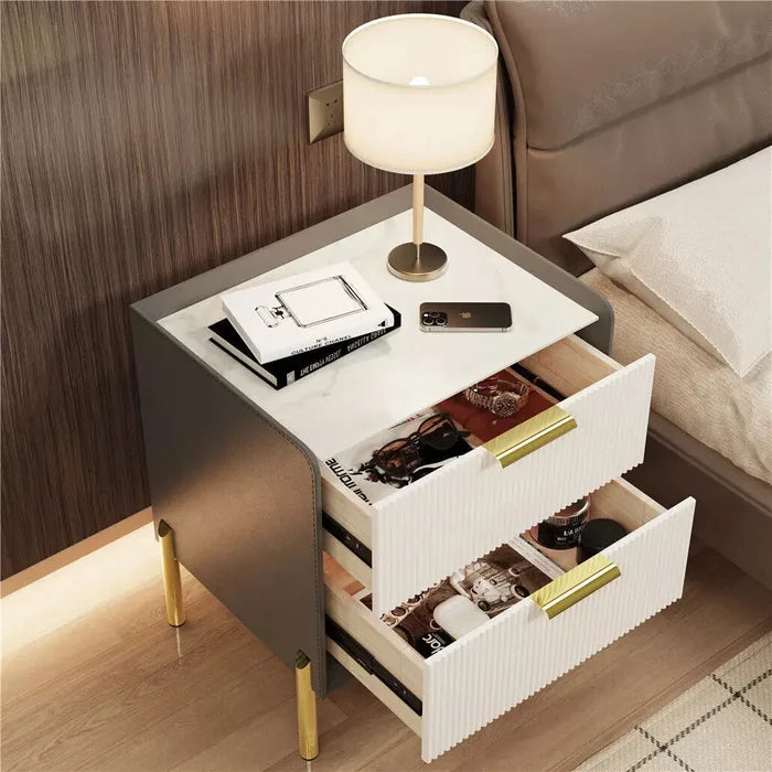 Sion Marble Nightstand Table With Drawers Canva Home