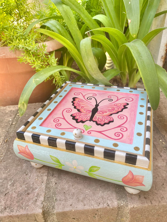 Square Flat Butterfly Box with Mirror