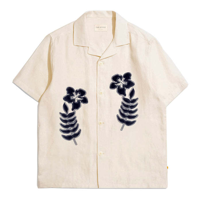 Stachio Camp Shirt - Floral Flock Snow White