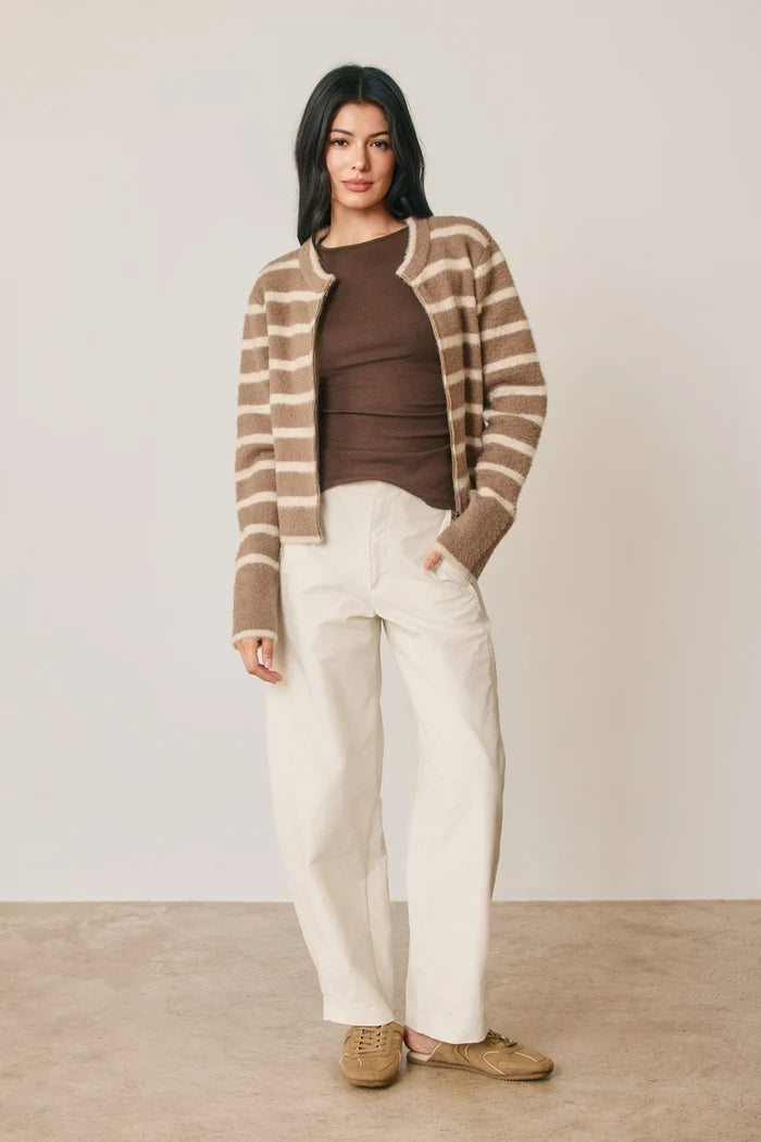 Striped Double Zip Up Cardigan