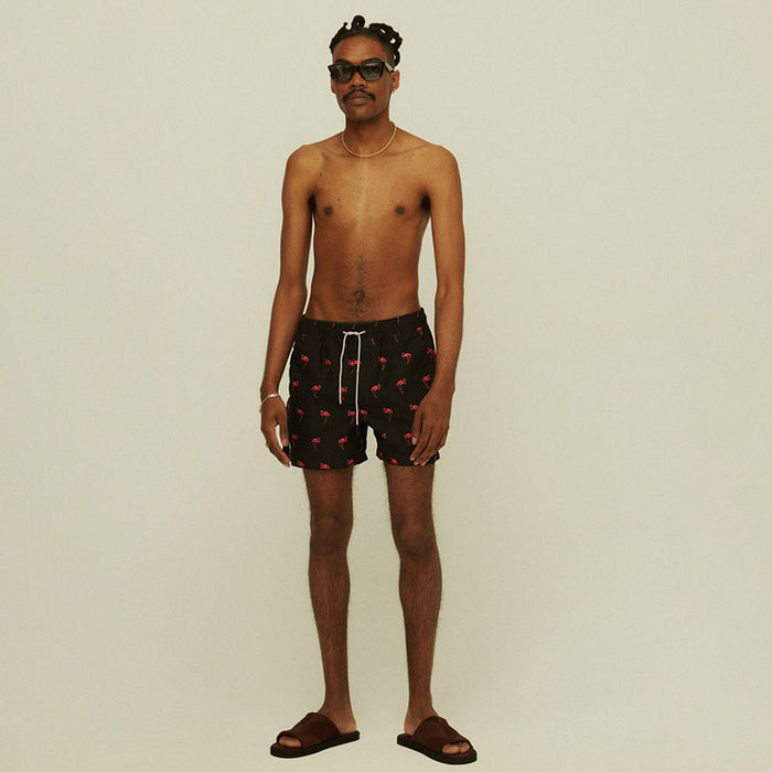 Swim Shorts - Black Flamingo