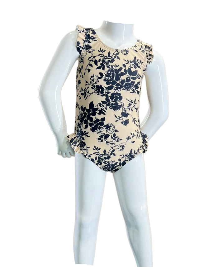Tank 1 piece w/ruffle around shoulder-K4722_Blk Rose Beige