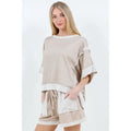 Taupe Contrast Terrycloth Top