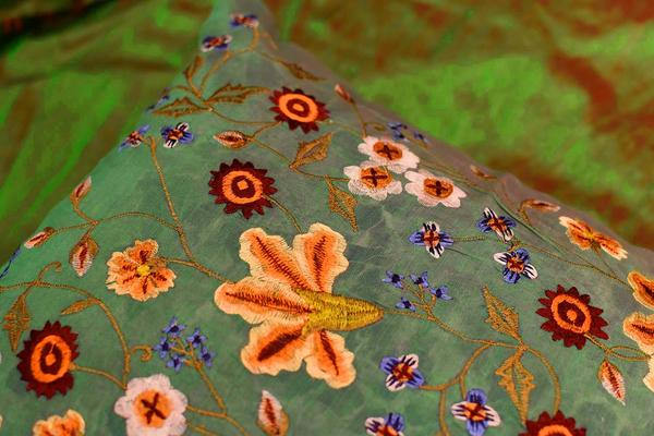 Tropica Green Floral Design Decorative Cotton Pillow Cover Embroidered 17"x17" - KashmirDesigns