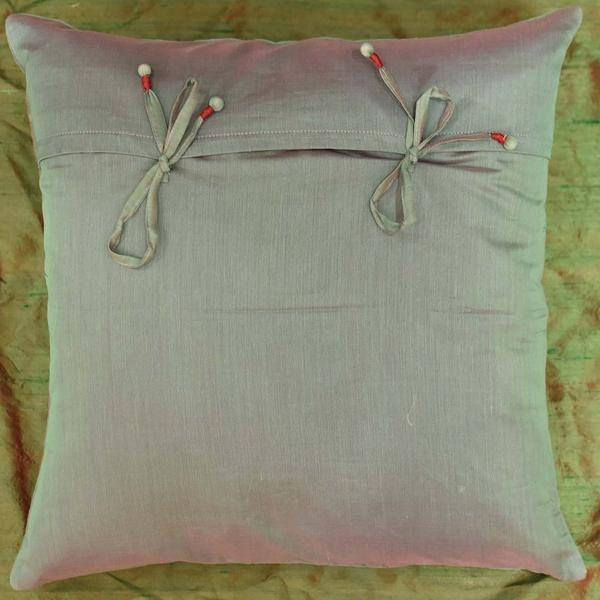 Tropica Green Floral Design Decorative Cotton Pillow Cover Embroidered 17"x17" - KashmirDesigns