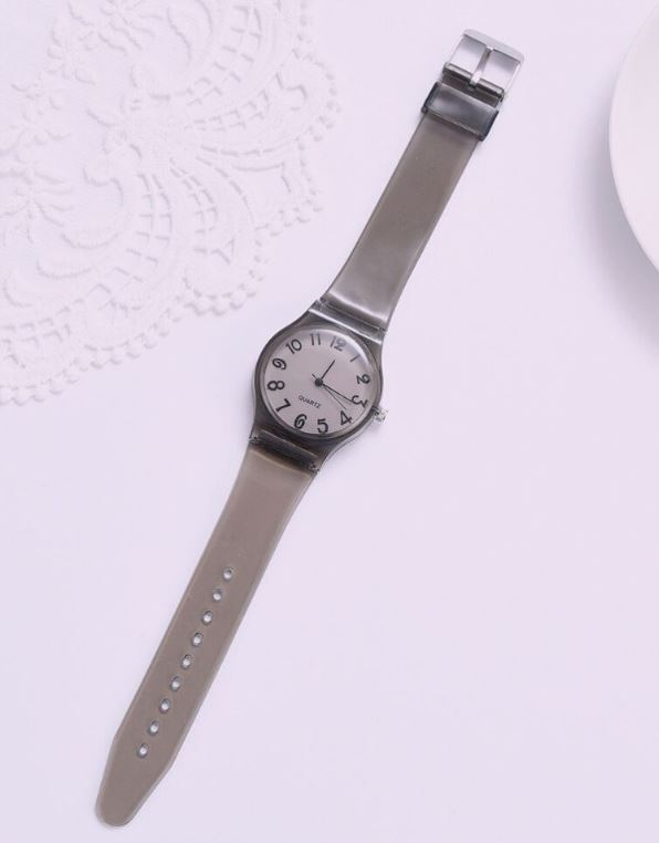 W391 Translucent Black Rubber Band Watch