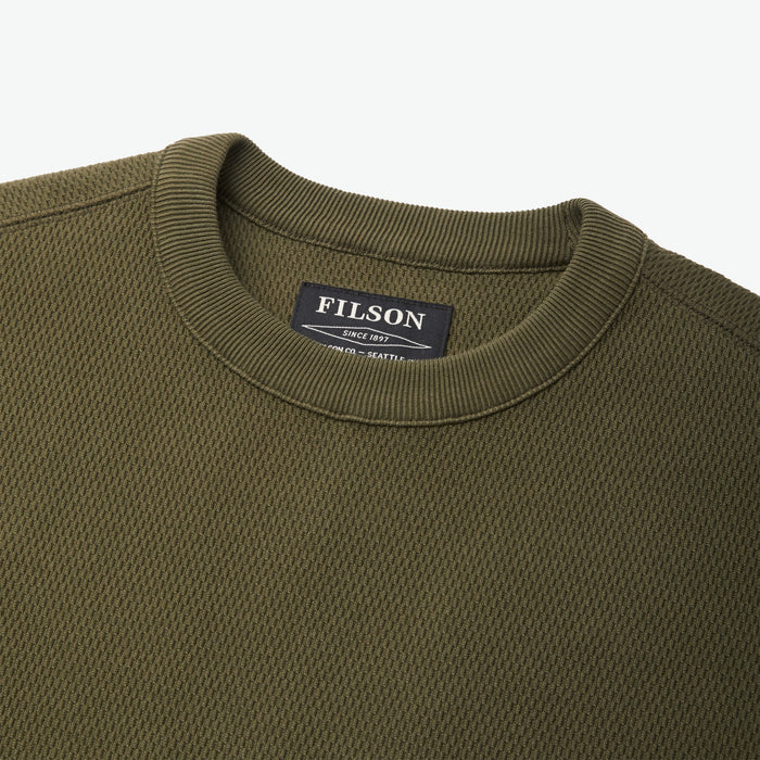 Waffle Knit Crew - Mossy Rock