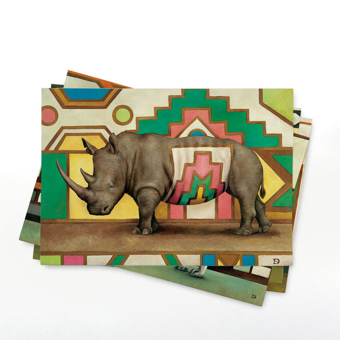 Wildlife Ndebele Recycled Placemats - Rhino, Giraffe. Wild Dog & Leopard (Set of 4)