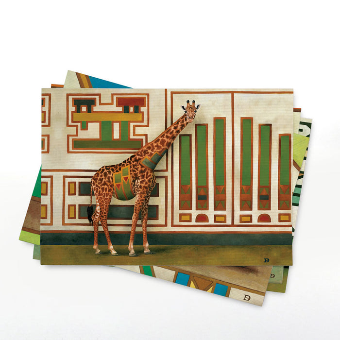 Wildlife Ndebele Recycled Placemats - Rhino, Giraffe. Wild Dog & Leopard (Set of 4)
