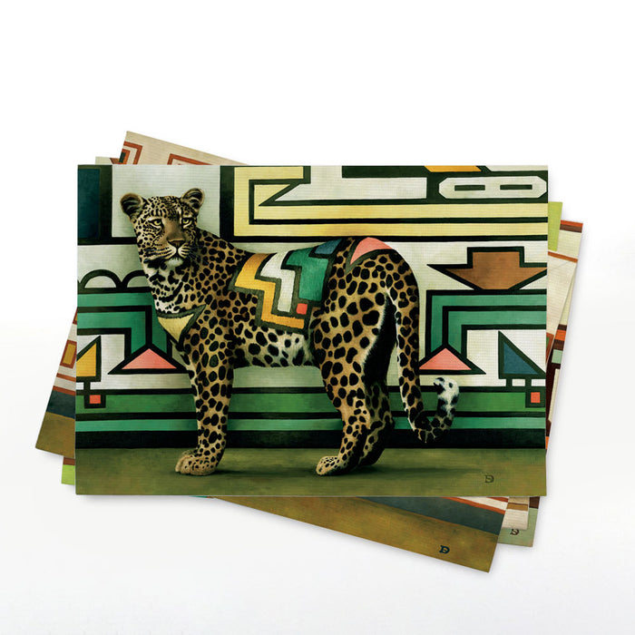 Wildlife Ndebele Recycled Placemats - Rhino, Giraffe. Wild Dog & Leopard (Set of 4)