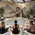 LOVE OVER FEAR: A Women's Circle & Sound Journey in a serene wellness studio setting.