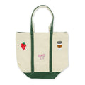 XL Zipper Patch Tote - Green Strawberry