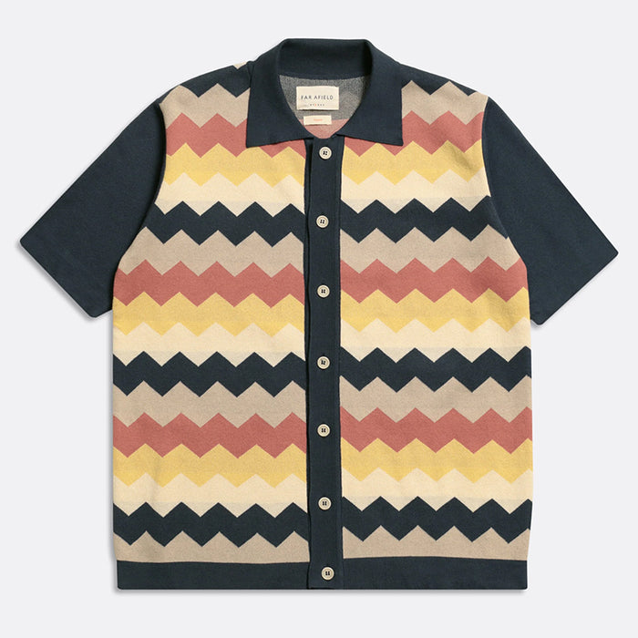 Zigger SS Cardigan - Zig Pattern Blue Night