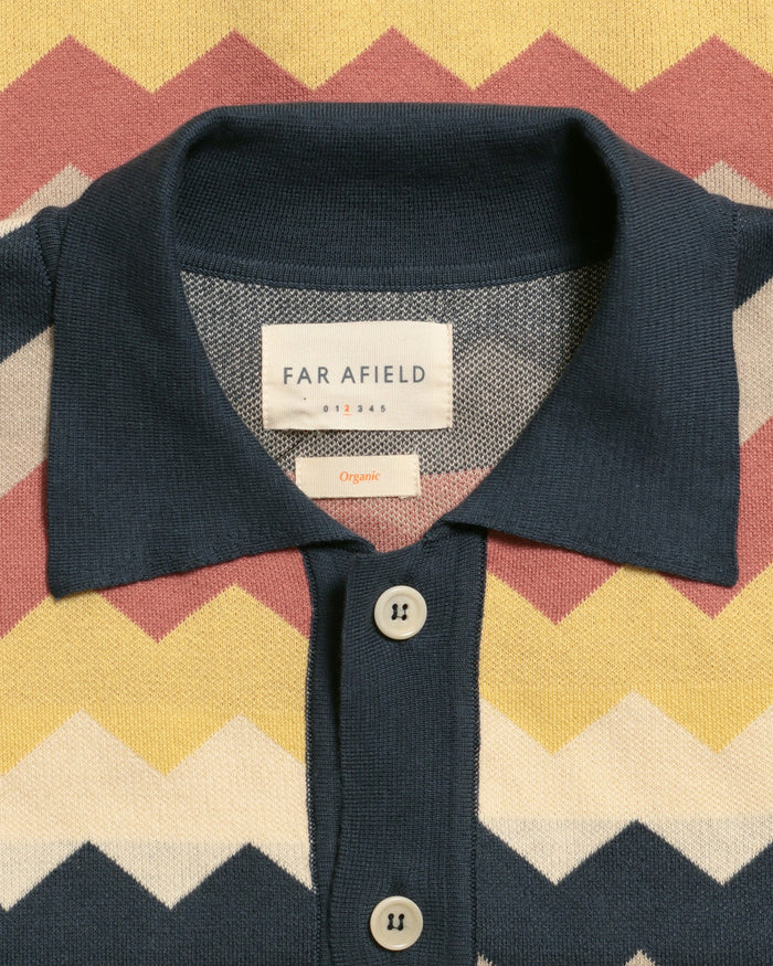 Zigger SS Cardigan - Zig Pattern Blue Night
